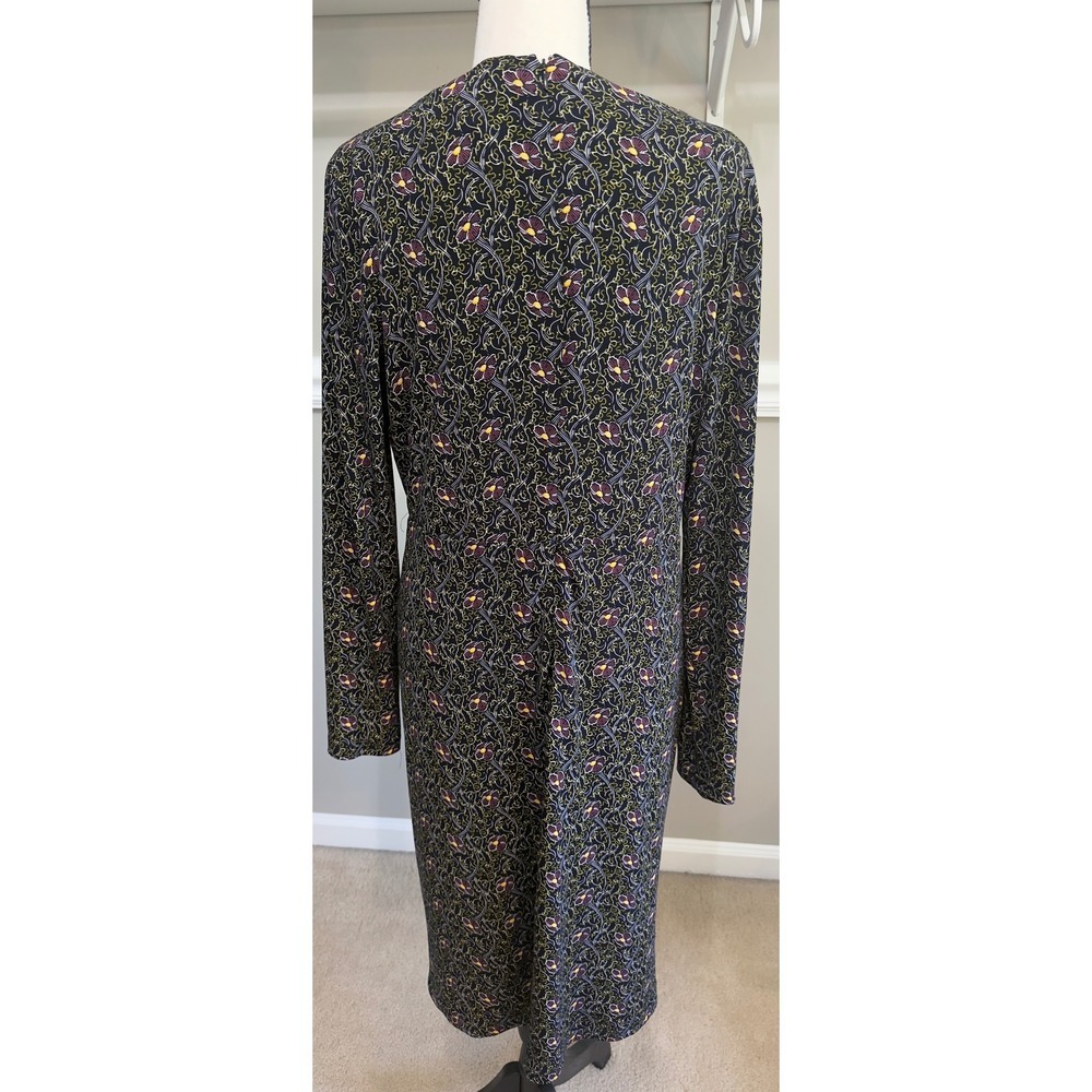 Brooks Brothers Womens Floral Faux Wrap Ruched Sheath Dress Navy Purple Large - Picture 6 of 8